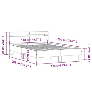 Bettgestell 120x200 cm Grau Sonoma