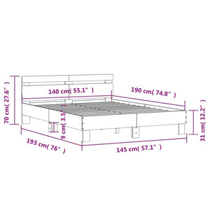 Bettgestell Betongrau 140x190 cm