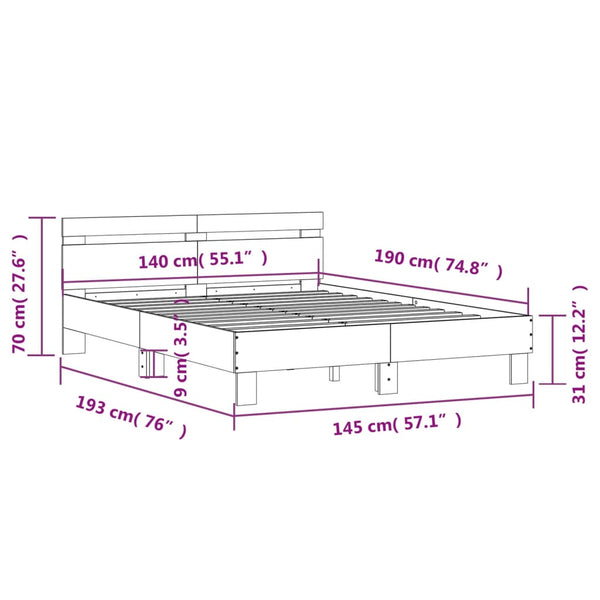 Bettgestell Betongrau 140x190 cm
