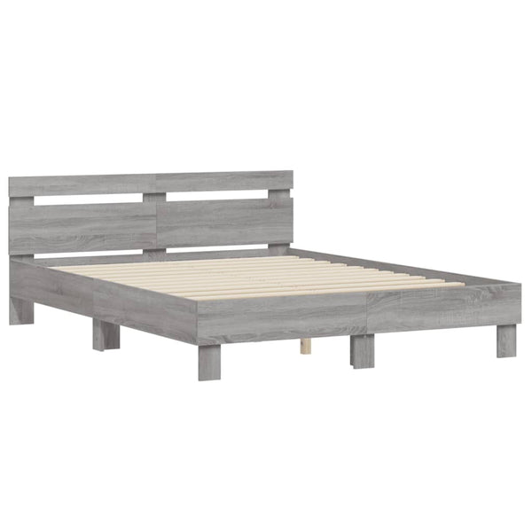 Bettgestell 140x190 cm Grau Sonoma