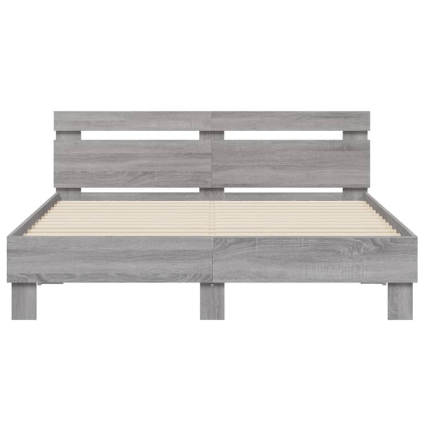 Bettgestell 140x190 cm Grau Sonoma