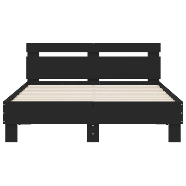 Bettgestell Schwarz 135x190 cm mit Kopfteil