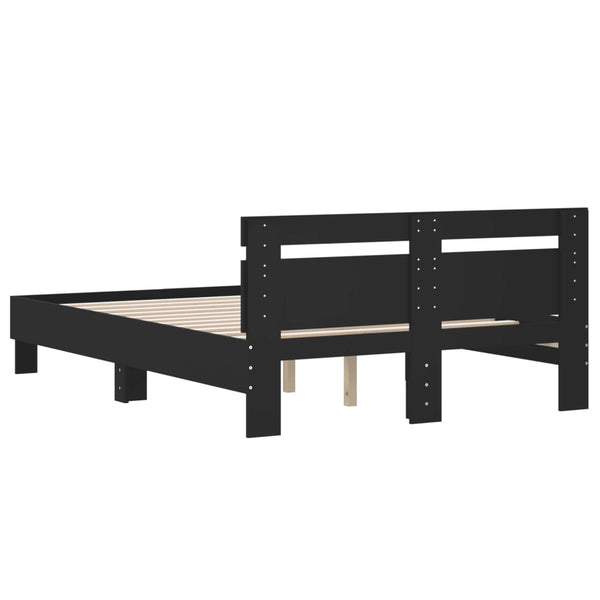 Bettgestell Schwarz 135x190 cm mit Kopfteil