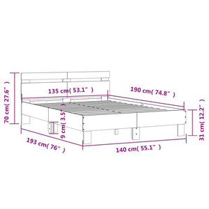 Bettgestell Sonoma-Eiche 135x190 cm
