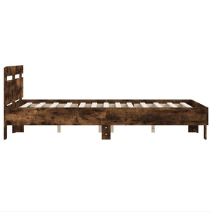 vidaXL Cadre de lit avec tête de lit chêne fumé 135x190 cm Bois d'ingénierie