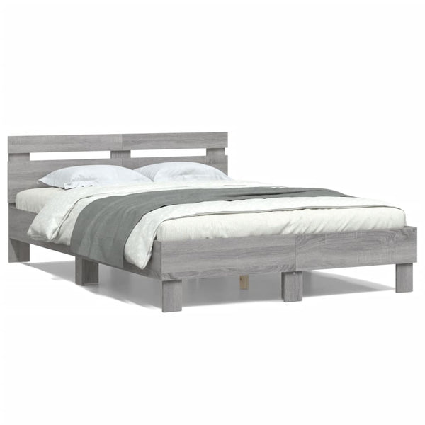 Bettgestell 135x190 cm Grau Sonoma
