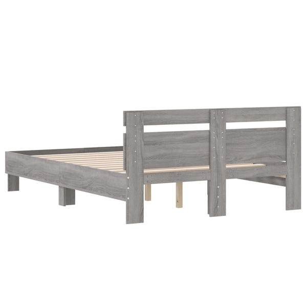 Bettgestell 135x190 cm Grau Sonoma