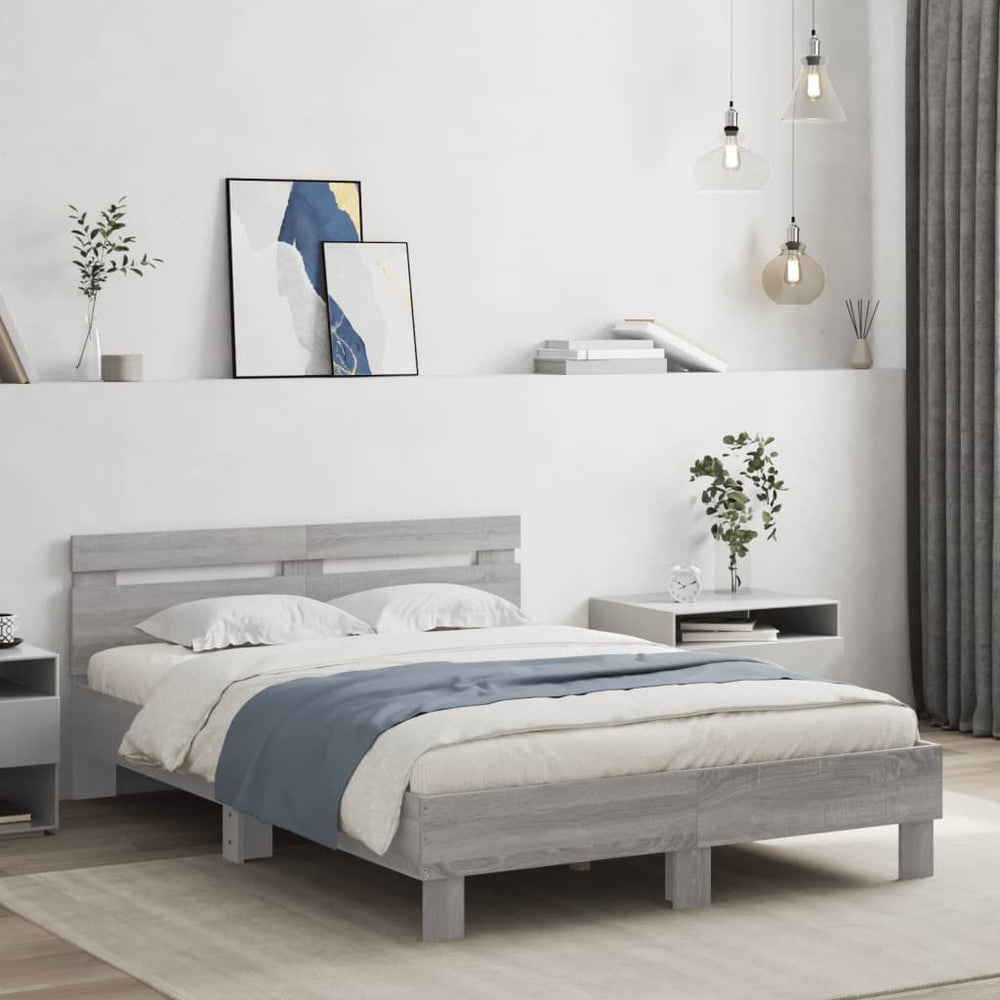 Bettgestell 135x190 cm Grau Sonoma