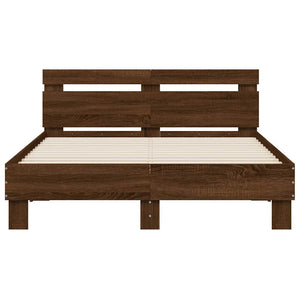 vidaXL Cadre de lit avec tête de lit aspect chêne marron 135x190 cm