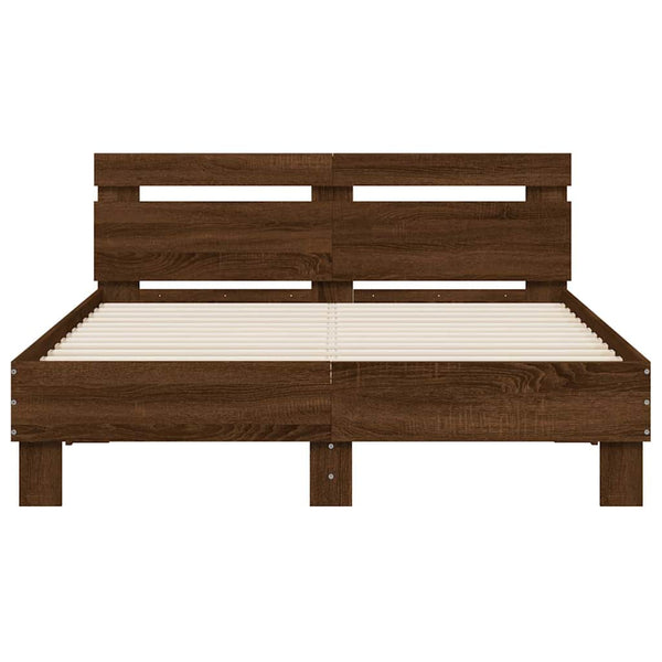vidaXL Cadre de lit avec tête de lit aspect chêne marron 135x190 cm