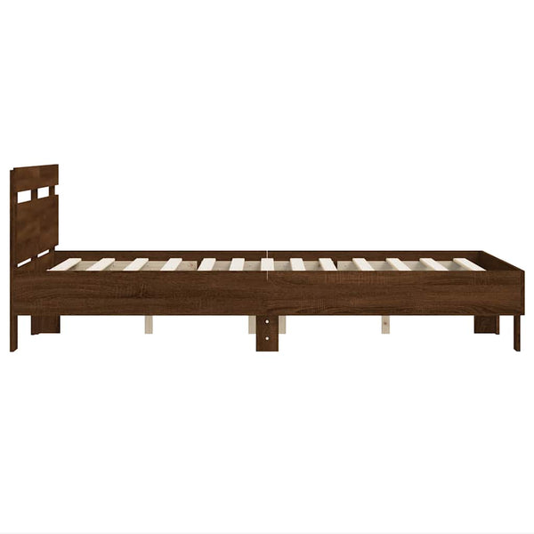 vidaXL Cadre de lit avec tête de lit aspect chêne marron 135x190 cm