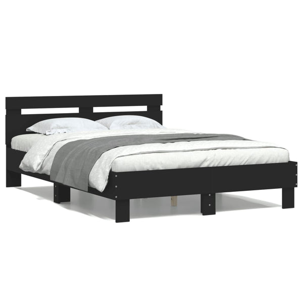 Schwarzes Bettgestell 120x190 cm mit Kopfteil