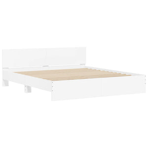 Bettgestell Weiß 200x200 cm mit Kopfteil