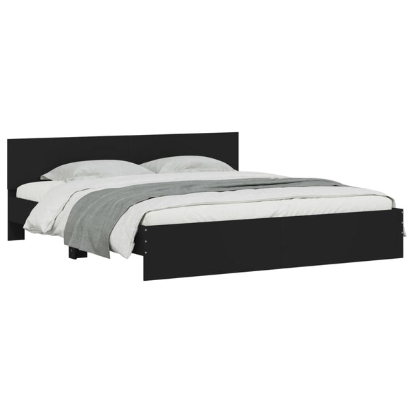 Bettgestell Schwarz 200x200 cm mit Kopfteil