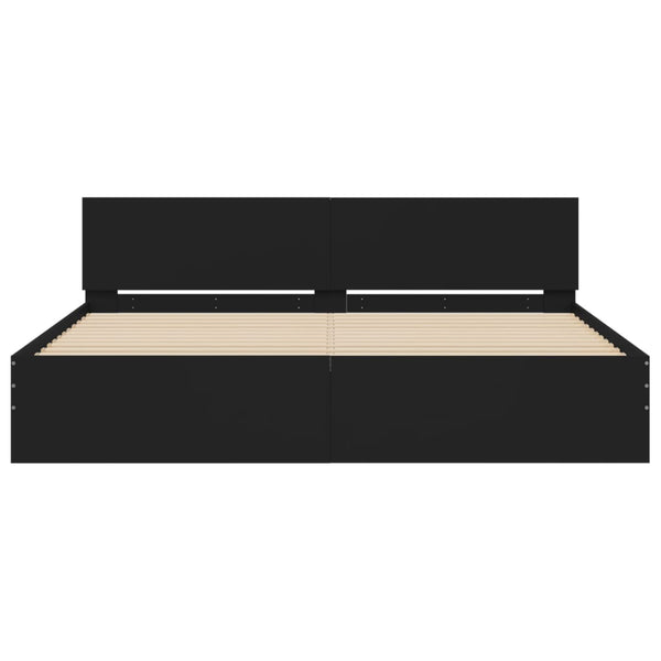Bettgestell Schwarz 200x200 cm mit Kopfteil