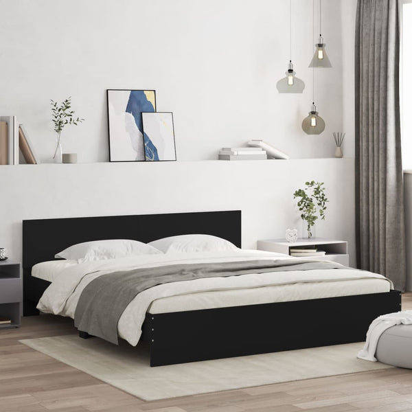 Bettgestell Schwarz 200x200 cm mit Kopfteil