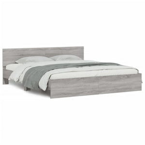 Bettgestell 200x200 cm mit Kopfteil Grau Sonoma