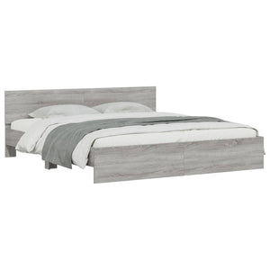 Bettgestell 200x200 cm mit Kopfteil Grau Sonoma