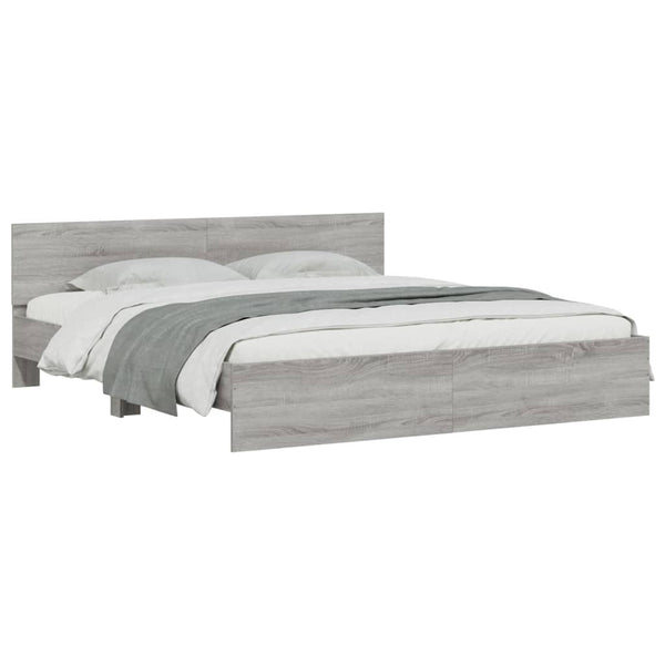 Bettgestell 200x200 cm mit Kopfteil Grau Sonoma