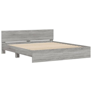 Bettgestell 200x200 cm mit Kopfteil Grau Sonoma