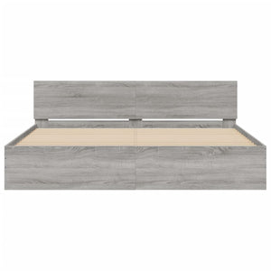 Bettgestell 200x200 cm mit Kopfteil Grau Sonoma