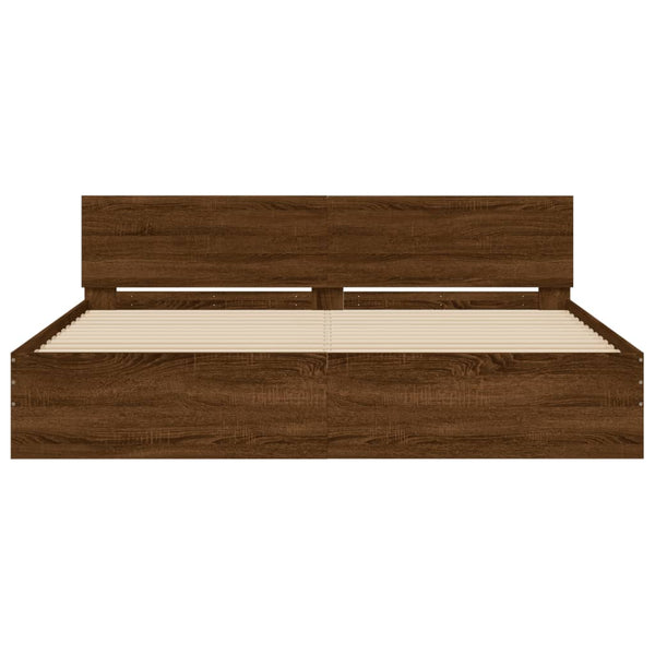 vidaXL Bed Frame with Headboard Brown Oak-Look 200x200 cm