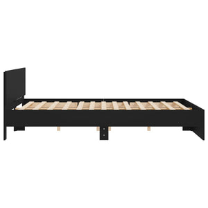 Schwarzes Bettgestell mit Kopfteil 180x200 cm