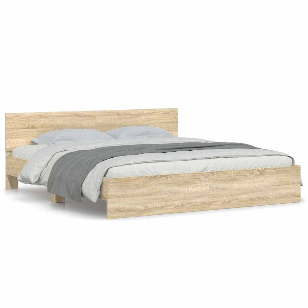 vidaXL Bed Frame with Headboard Sonoma Oak 180x200 cm