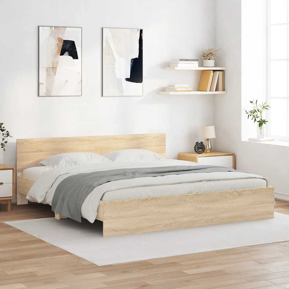 vidaXL Bed Frame with Headboard Sonoma Oak 180x200 cm