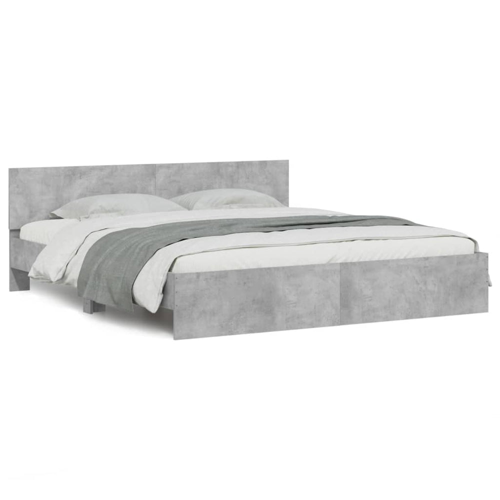vidaXL Bed Frame with Headboard Concrete Gray 180x200 cm