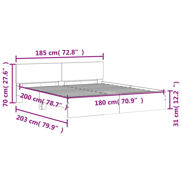 Bettgestell Betongrau 180x200 cm