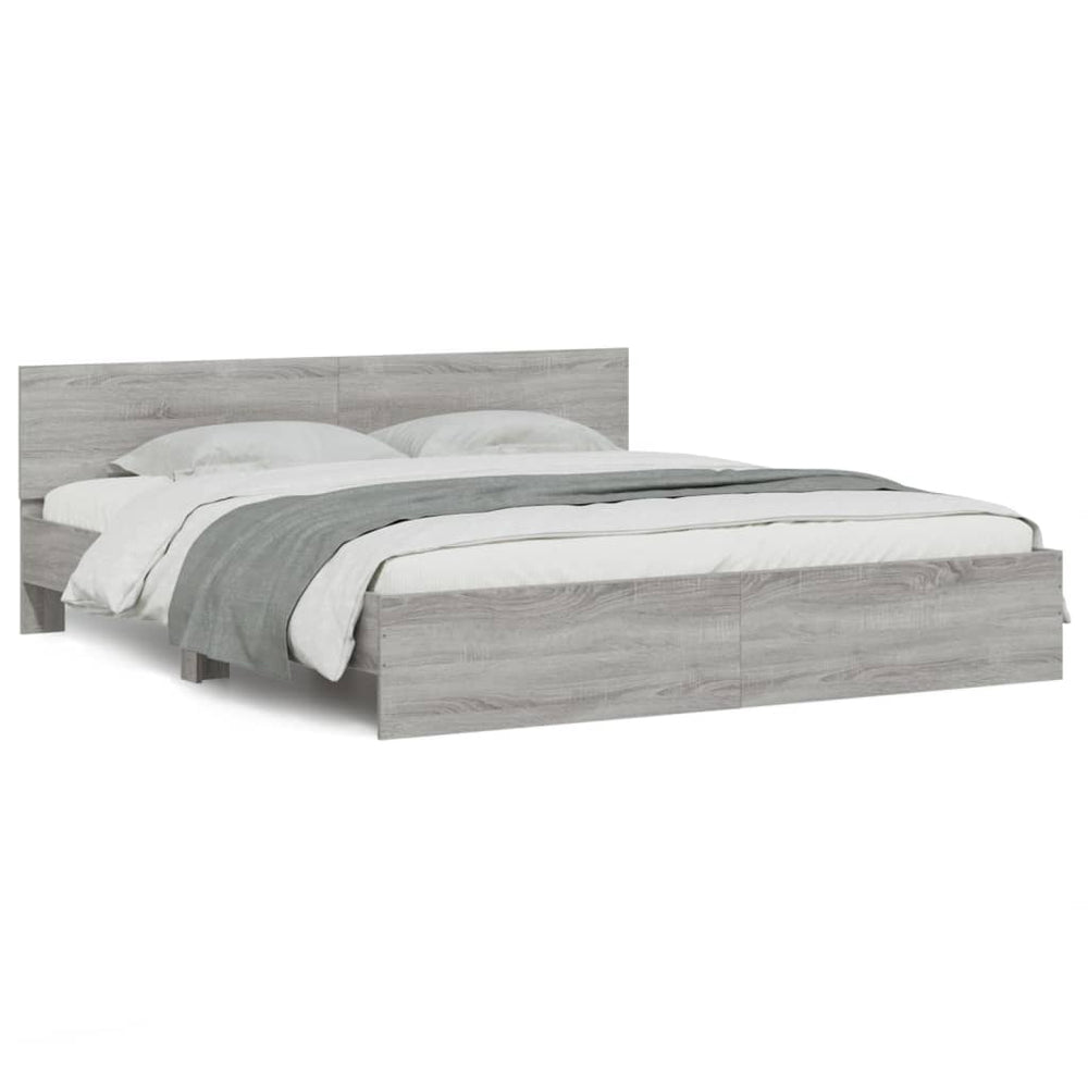 vidaXL Cadre de lit avec tête de lit Gris Sonoma 180x200 cm