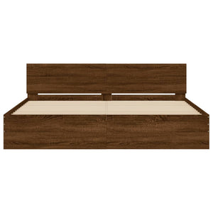 vidaXL Bed Frame with Headboard Brown Oak-Look 180x200 cm
