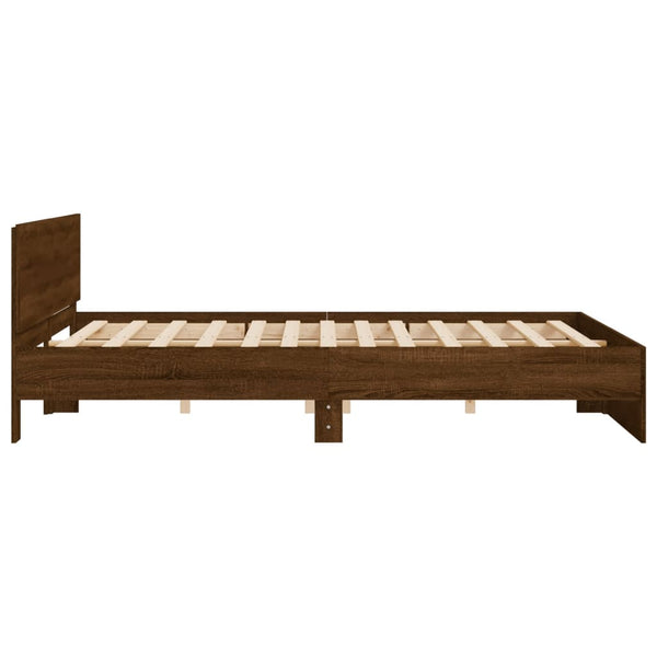 vidaXL Bed Frame with Headboard Brown Oak-Look 180x200 cm