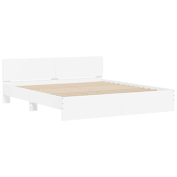 Bettgestell Weiß 160x200 cm mit Kopfteil