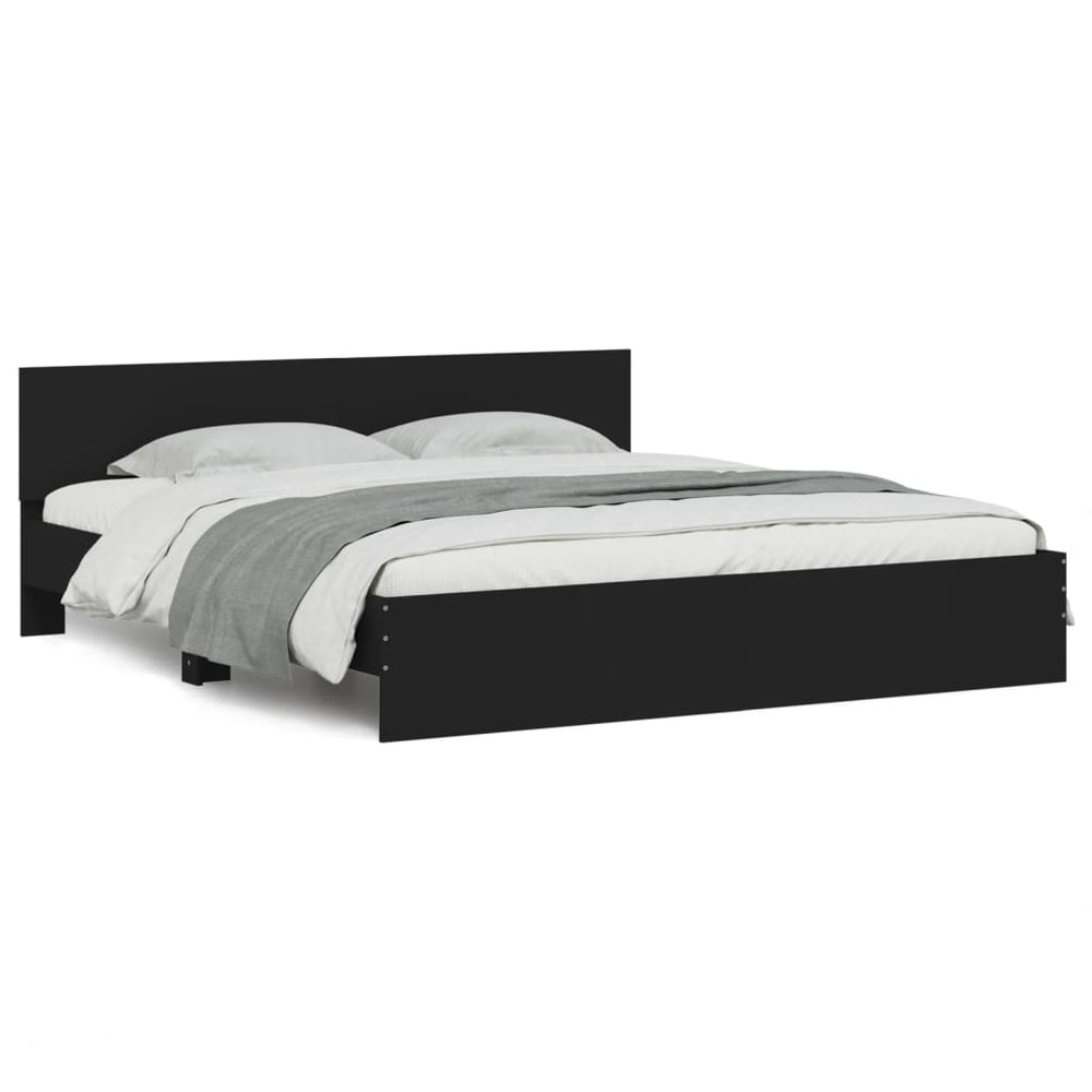 Bettgestell Schwarz 160x200 cm mit Kopfteil