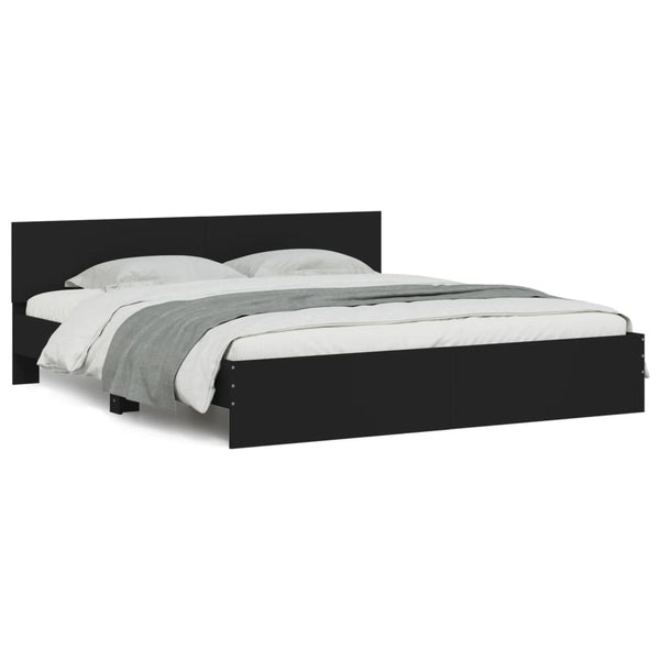 Bettgestell Schwarz 160x200 cm mit Kopfteil