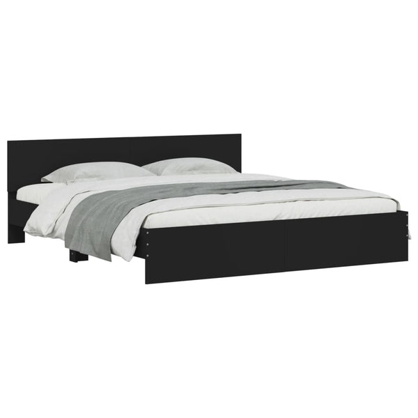 Bettgestell Schwarz 160x200 cm mit Kopfteil