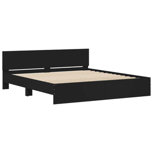 Bettgestell Schwarz 160x200 cm mit Kopfteil