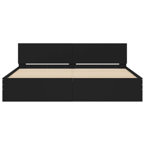 Bettgestell Schwarz 160x200 cm mit Kopfteil