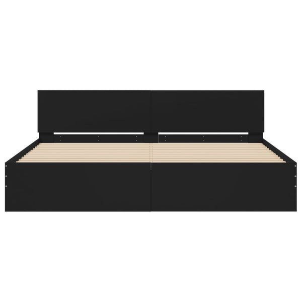 Bettgestell Schwarz 160x200 cm mit Kopfteil