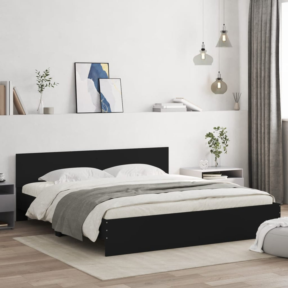 Bettgestell Schwarz 160x200 cm mit Kopfteil
