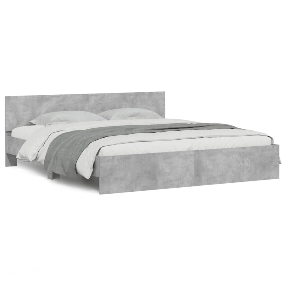 vidaXL Cadre de lit avec tête de lit Gris béton 160x200 cm