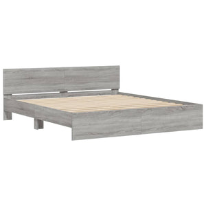 vidaXL Cadre de lit avec tête de lit Gris Sonoma 160x200 cm