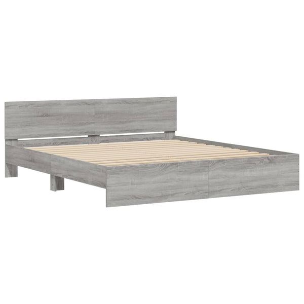 vidaXL Cadre de lit avec tête de lit Gris Sonoma 160x200 cm
