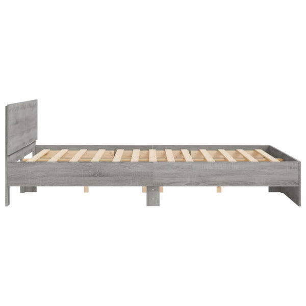 vidaXL Cadre de lit avec tête de lit Gris Sonoma 160x200 cm