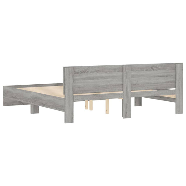 vidaXL Cadre de lit avec tête de lit Gris Sonoma 160x200 cm