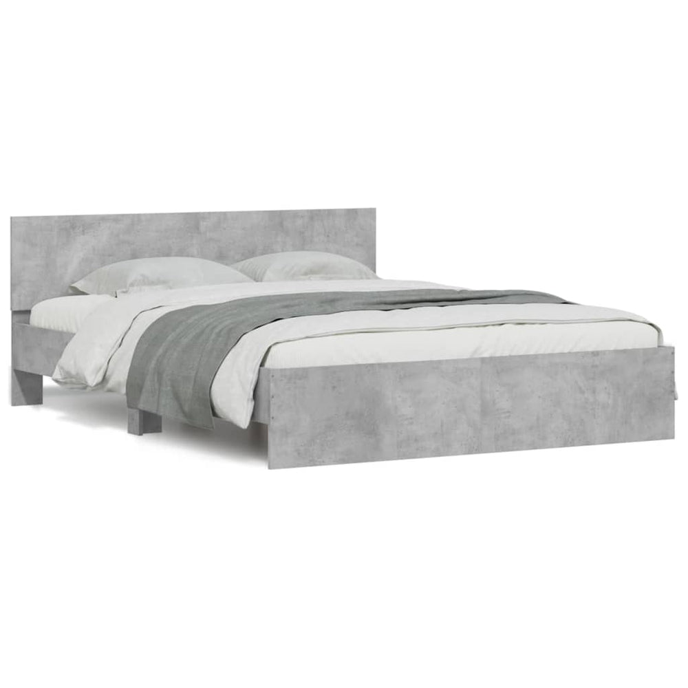 vidaXL Bed Frame with Headboard Concrete Grey 150x200 cm