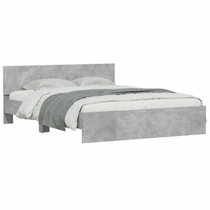 vidaXL Cadre de lit avec tête de lit gris béton 150x200 cm