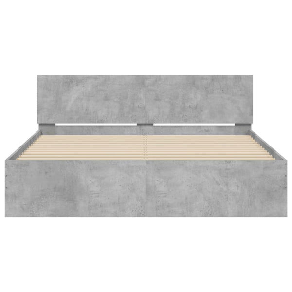 vidaXL Cadre de lit avec tête de lit gris béton 150x200 cm